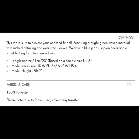 Bright Green Oversized Sleeve Woven Ruched Blouse - Picture 4 of 4